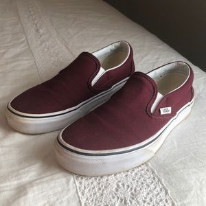 Burgundy slip on vans